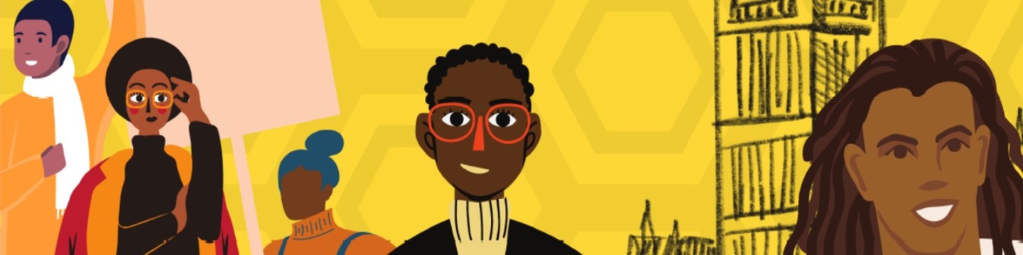 Drawn images of several black people